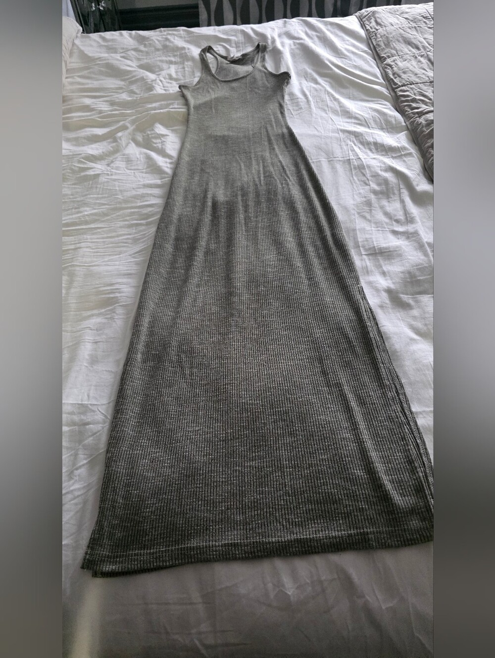 Streetwear Society Ribbed Maxi Dress in Gray Heather